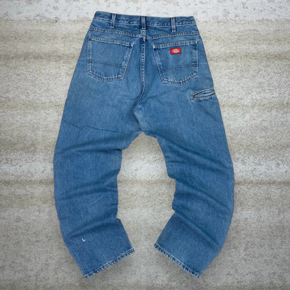 Vintage 90s Dickies Carpenter Jeans 34x32 Baggy Wide Medium Wash Double Knees